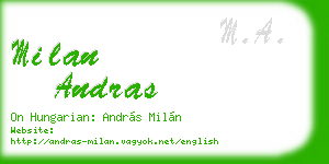 milan andras business card